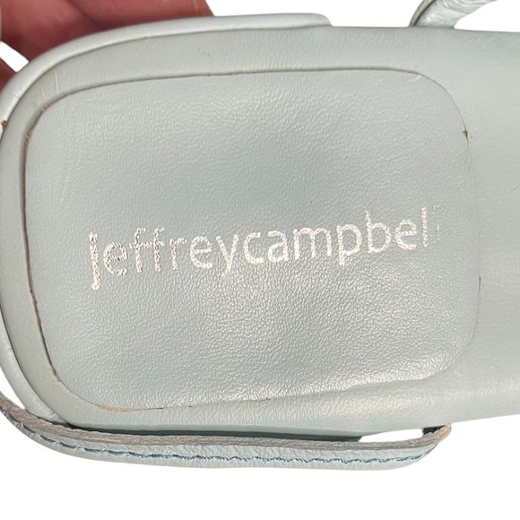 Jeffrey Campbell Agate Light Blue Leather Wrap Up Heeled Toe Ring Sandals Size 9 - Picture 7 of 7